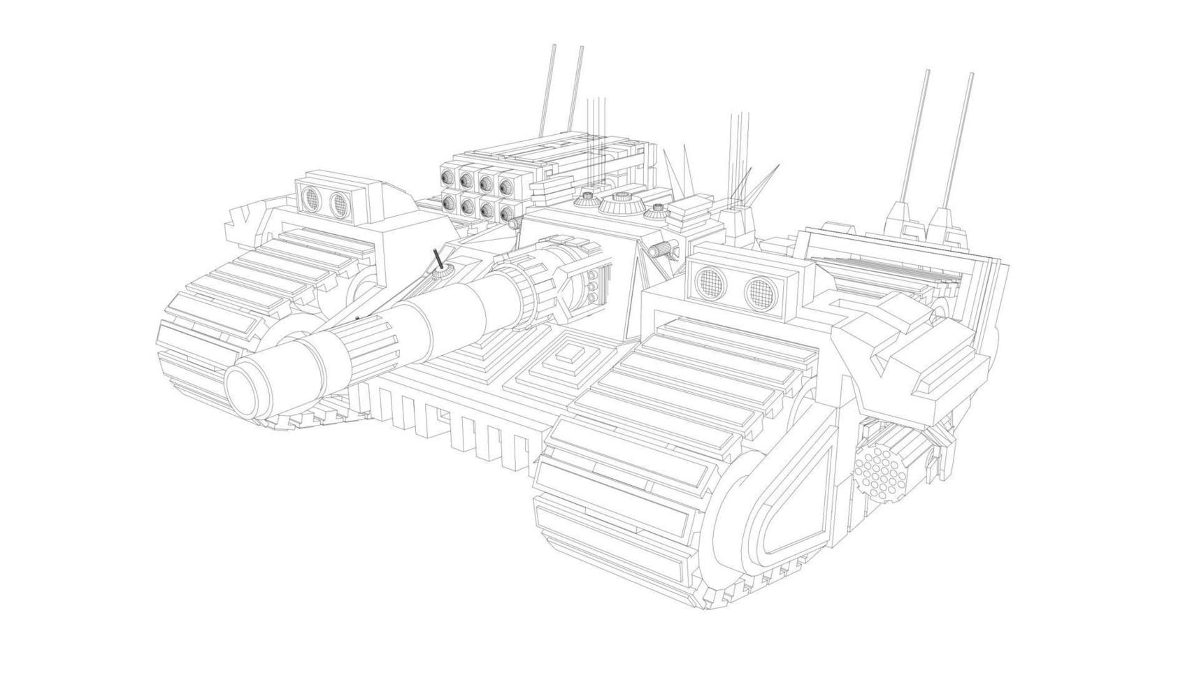 arte lineal del tanque de asalto vector