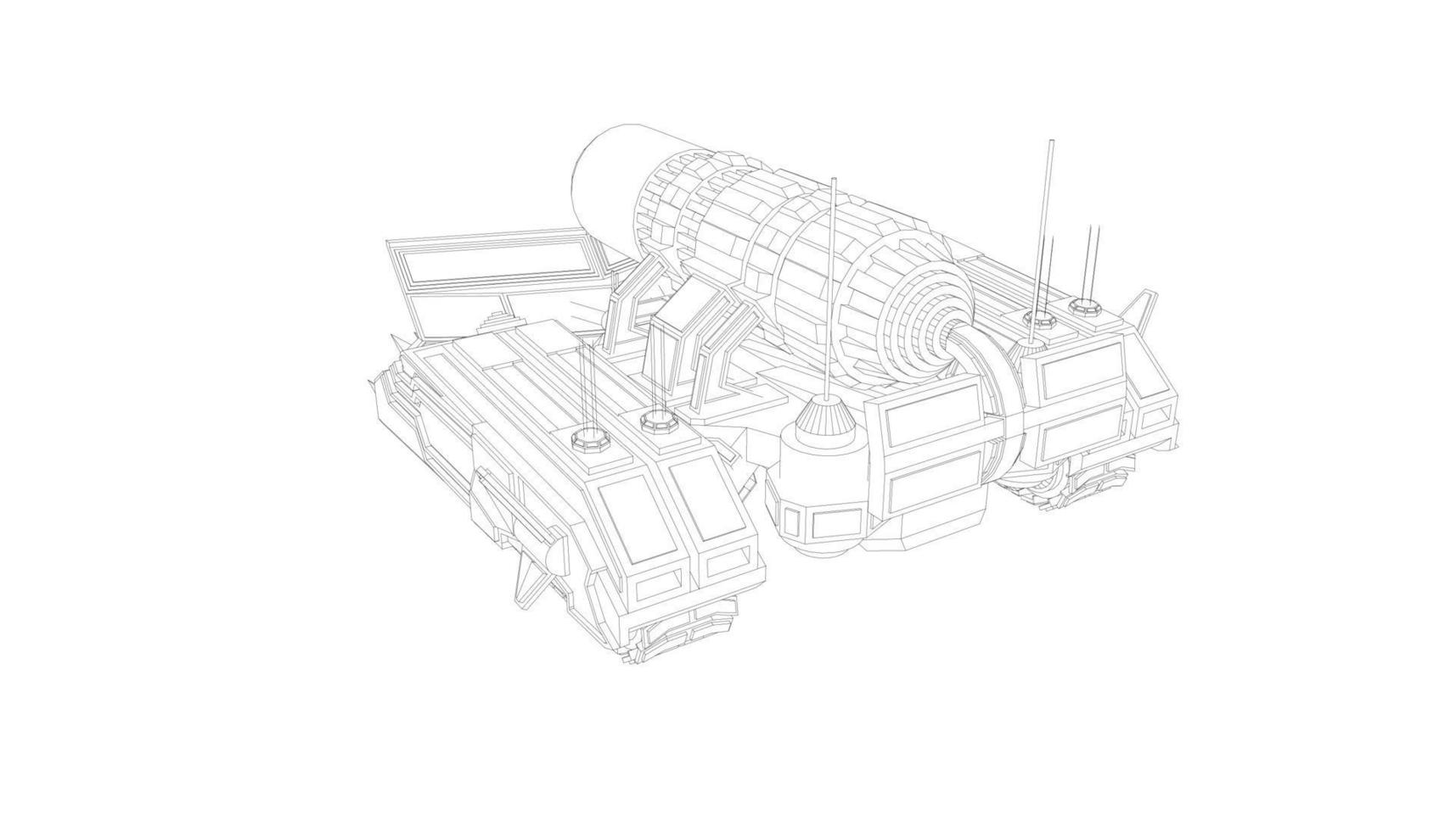 line art of assault tank vector