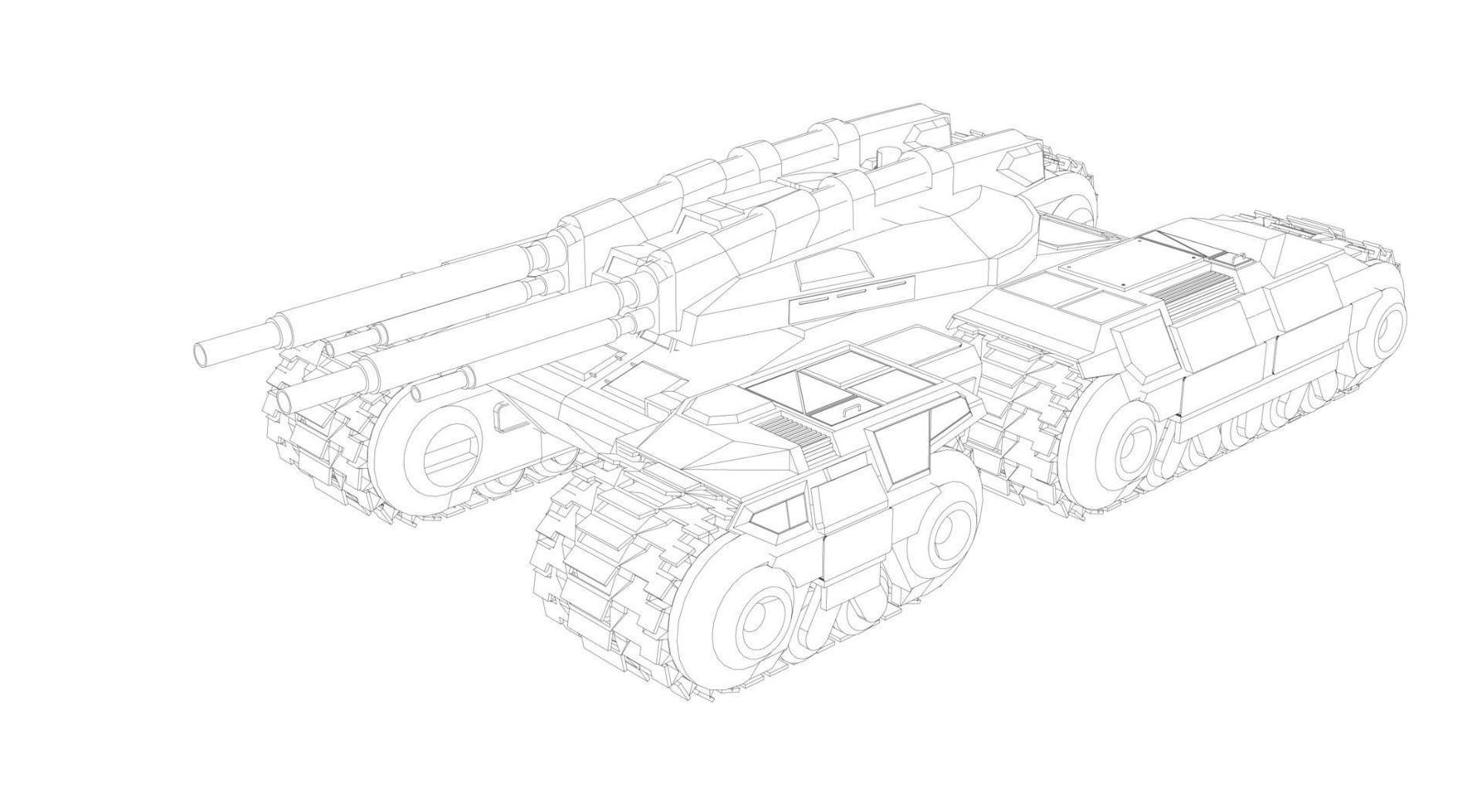 arte lineal de tanques militares vector