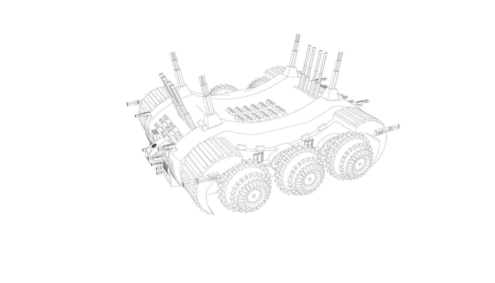 arte lineal del tanque de asalto vector