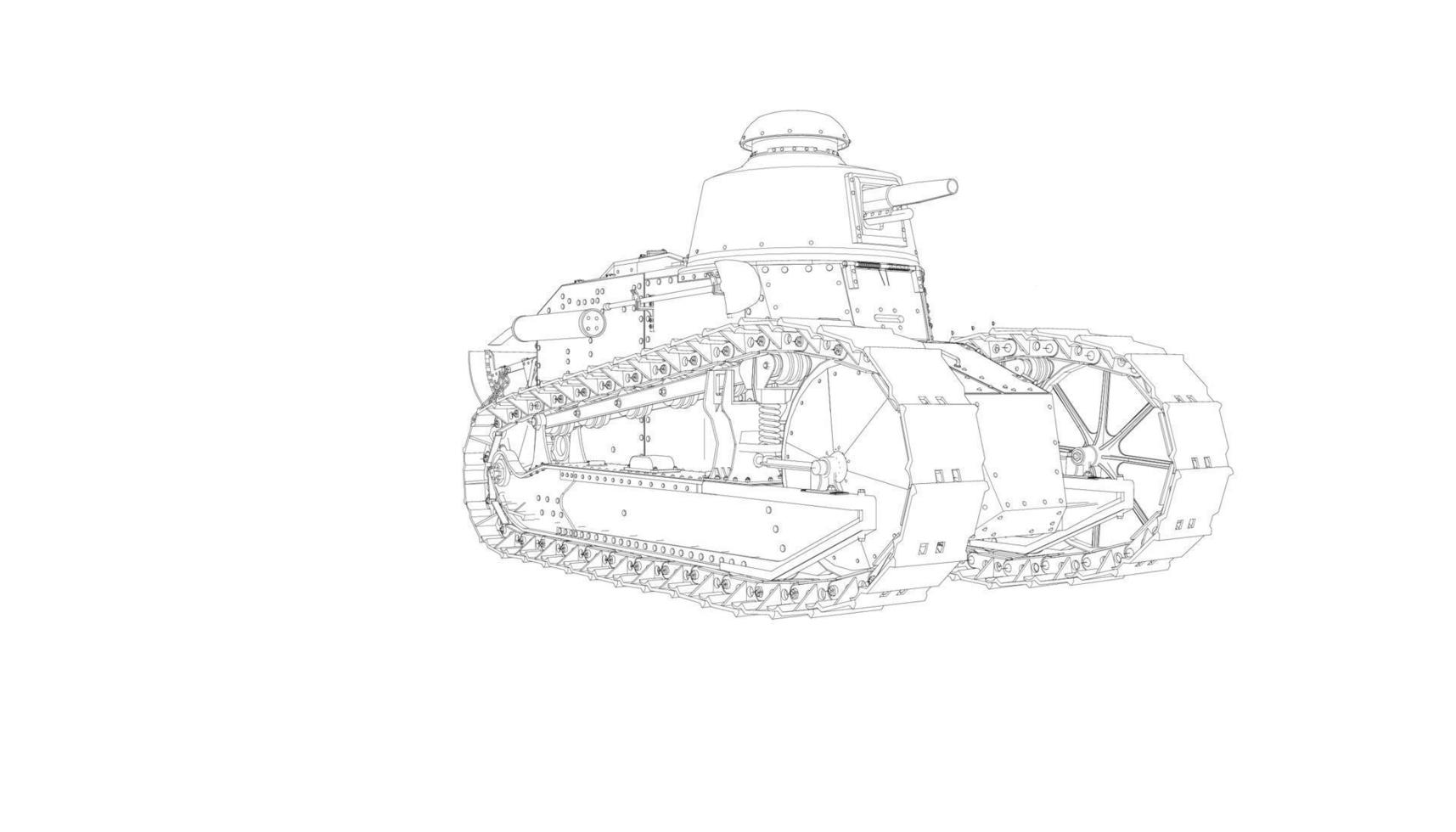 arte lineal del tanque de asalto vector