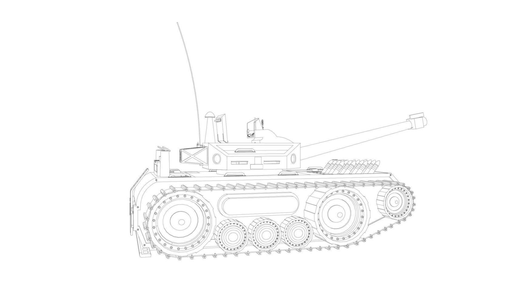 line art of assault tank vector