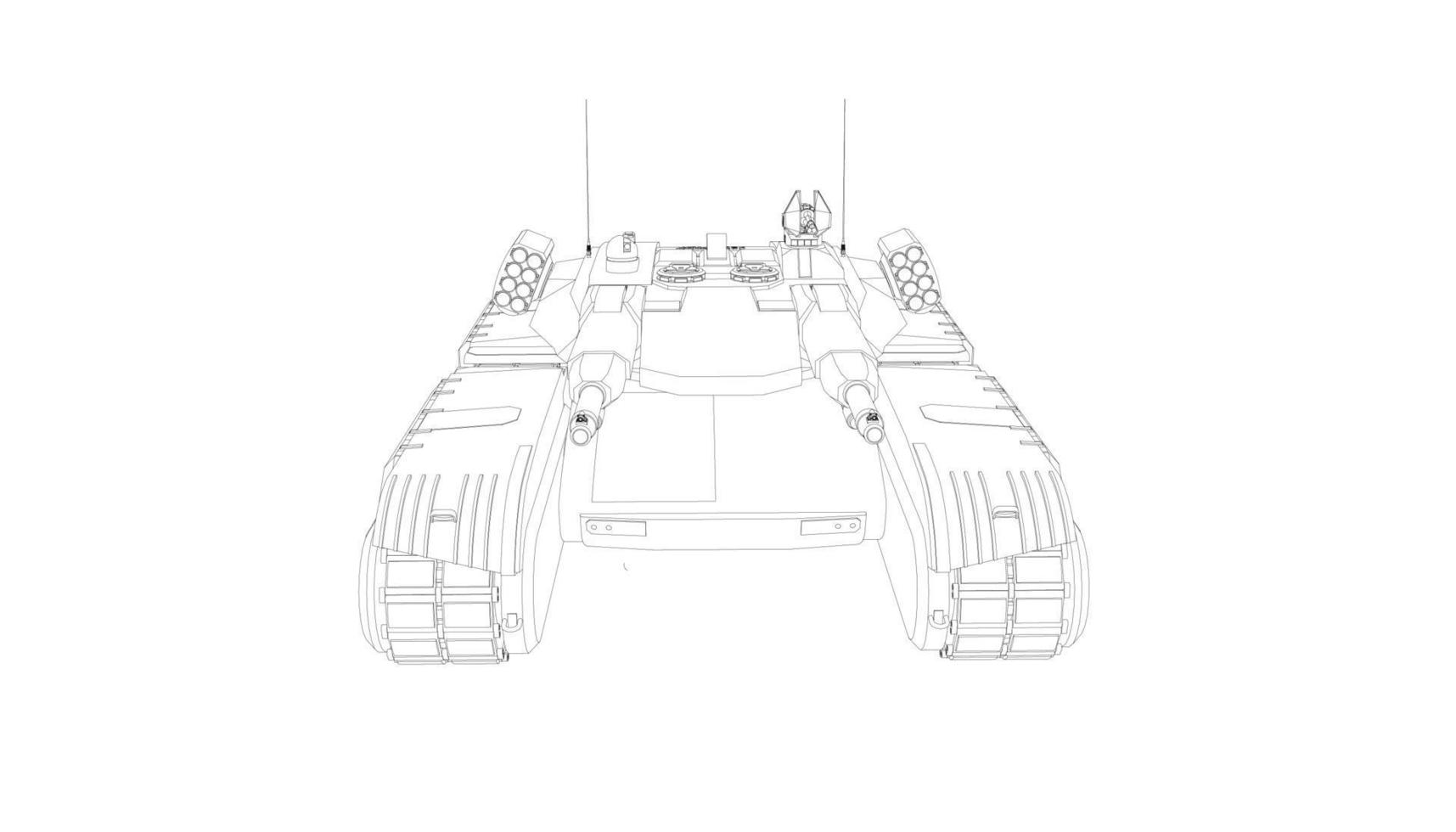 arte lineal de tanques militares vector