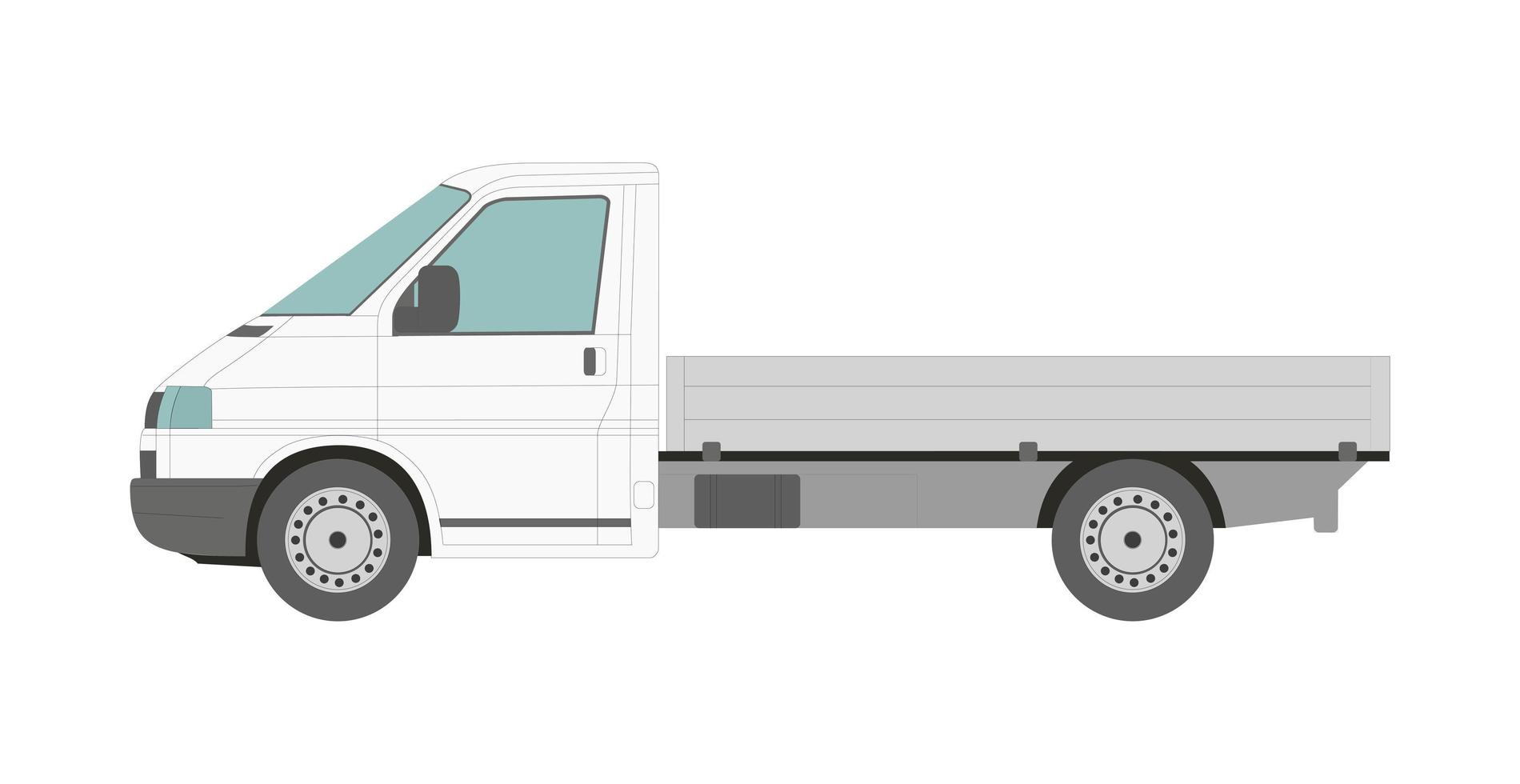 Big white cargo car on a white background - Vector