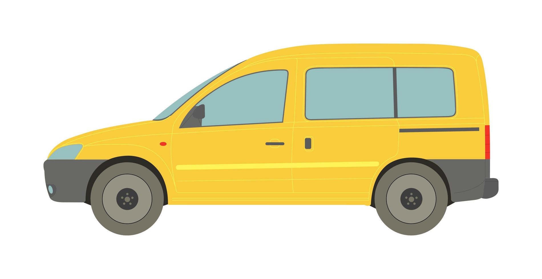 Minivan de pasajeros amarillo sobre un fondo blanco - vector