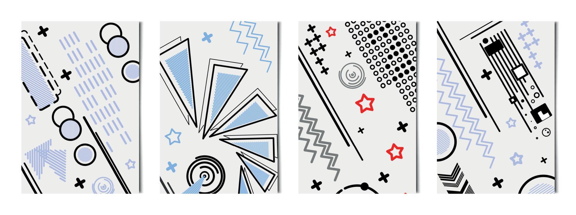 Set of 4 pcs abstract geometric shapes light backgrounds, templates for advertising, business cards, textures - Vector