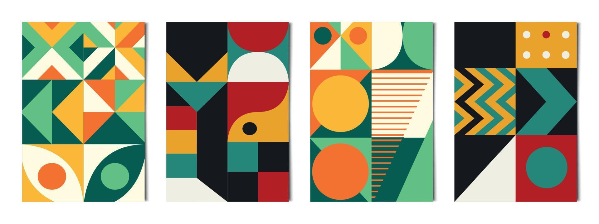 Set of 4 pcs abstract geometric shapes colorful backgrounds, templates for advertising, business cards, textures - Vector