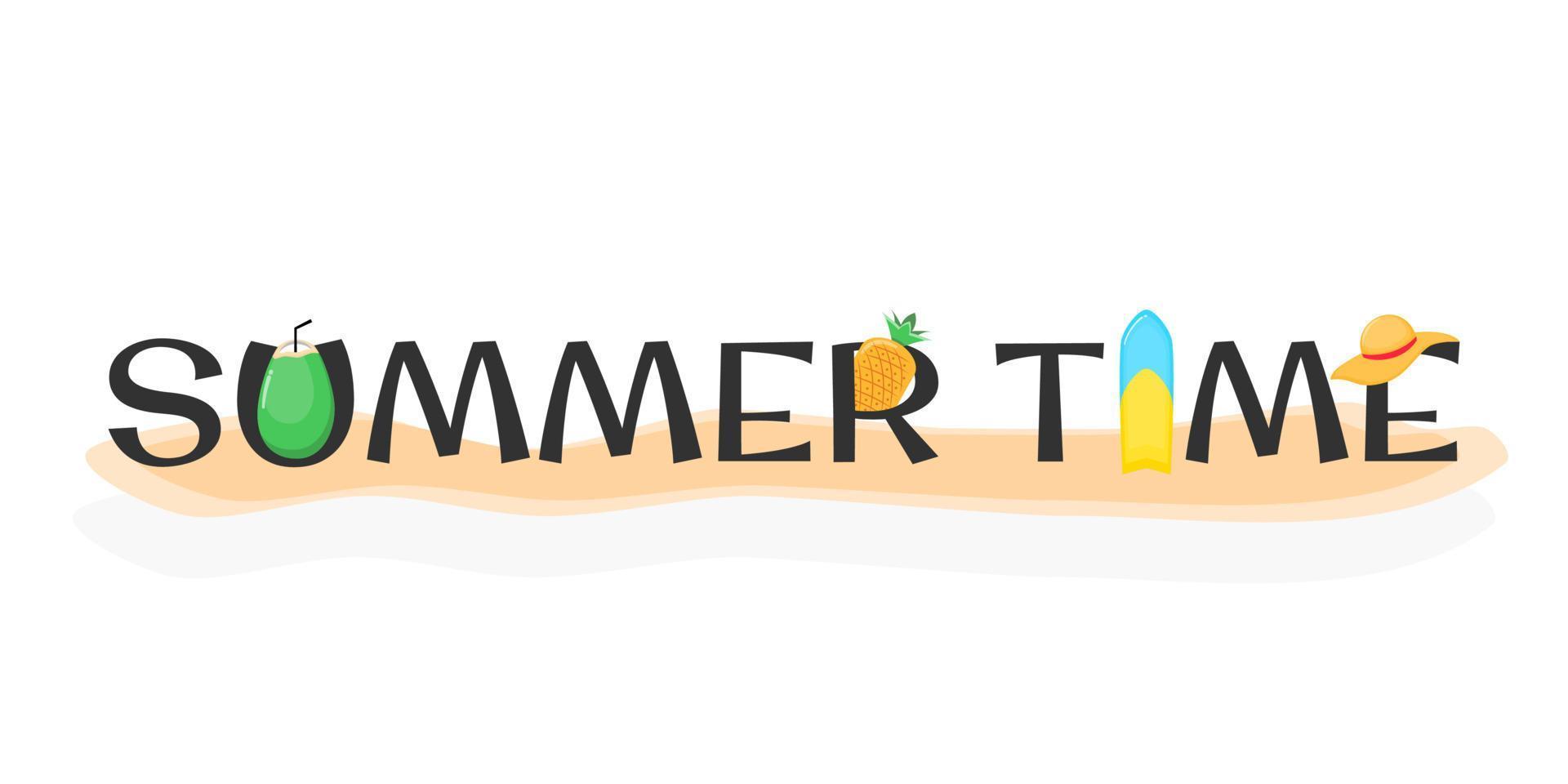 Summer time title text on white background vector