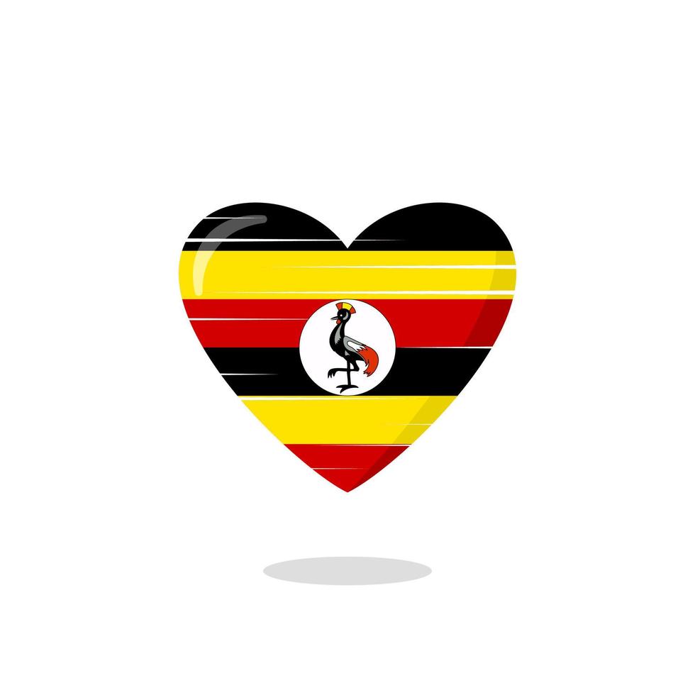 Uganda flag shaped love illustration vector