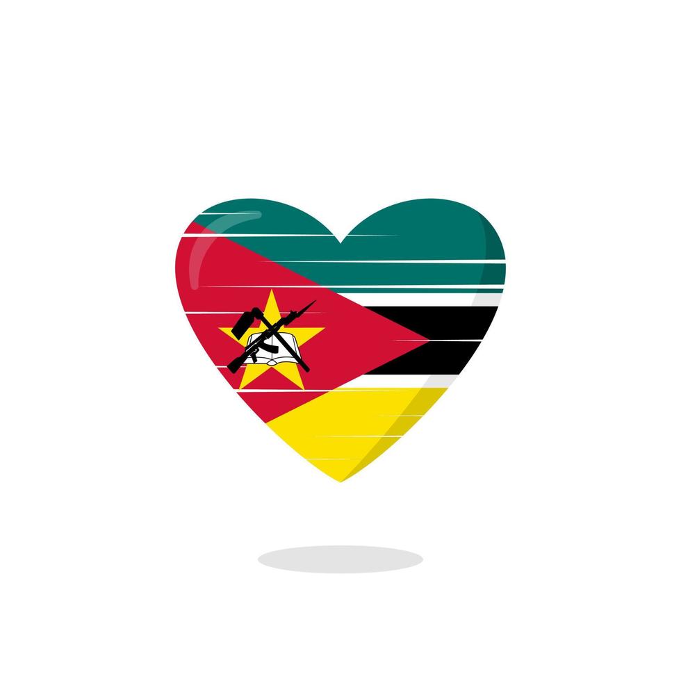 Mozambique flag shaped love illustration vector