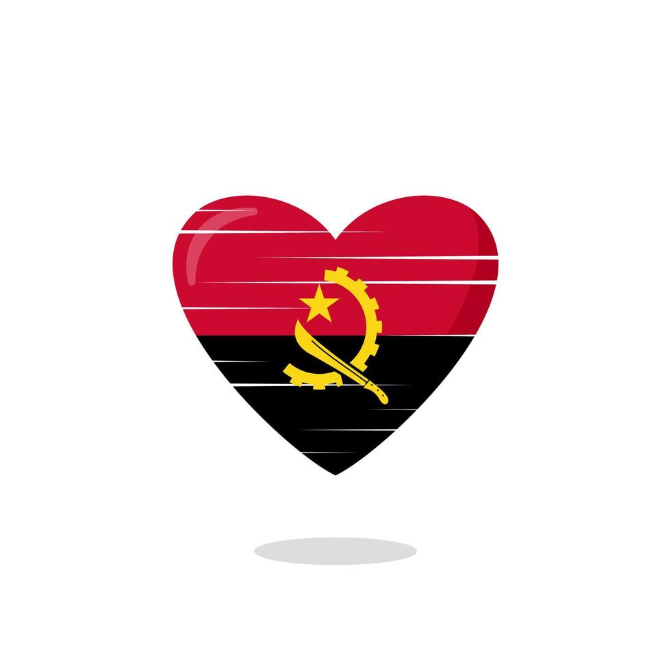 ilustración de amor en forma de bandera de angola vector