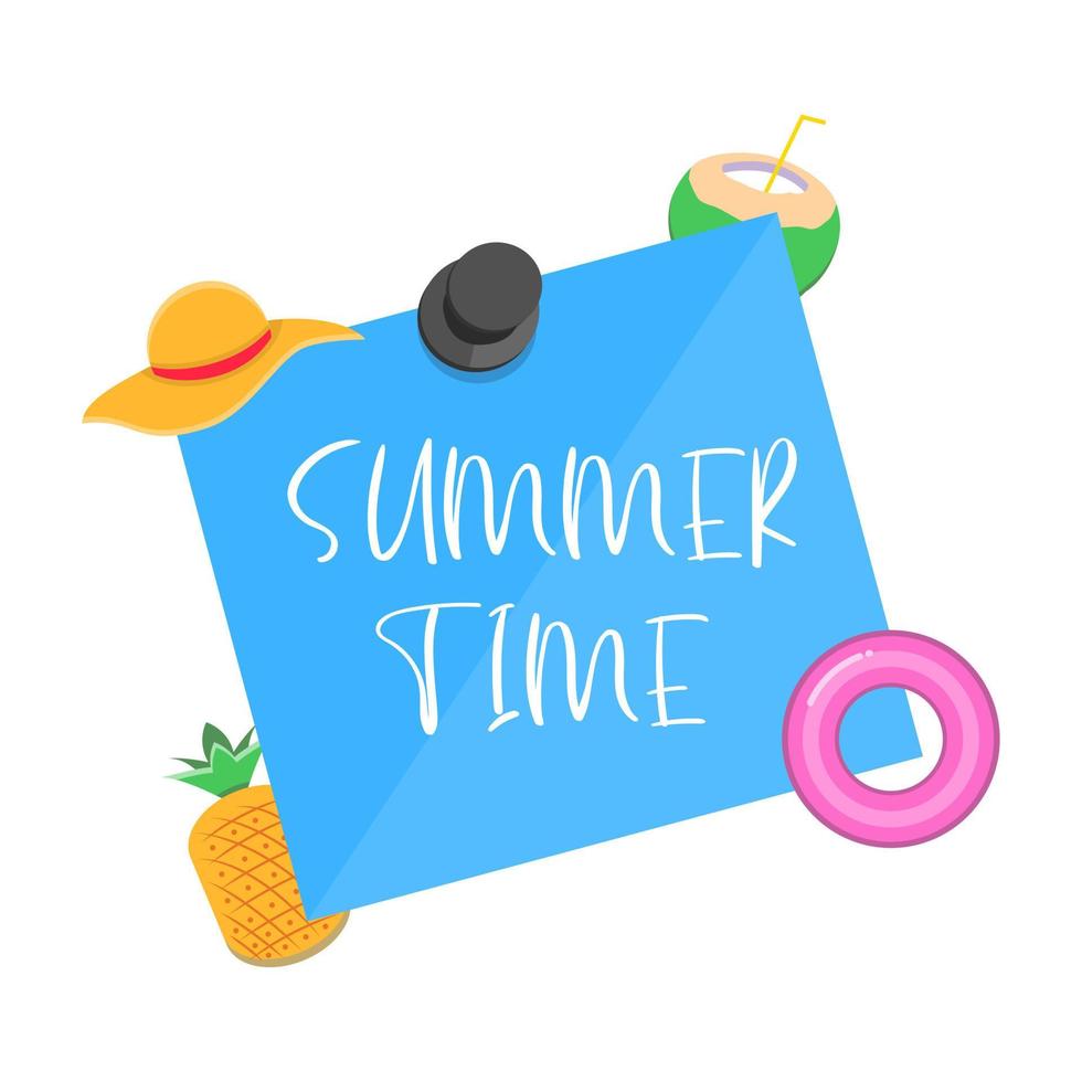 Blue summer card and poster vector illustration