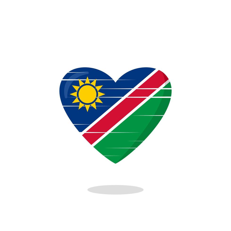 ilustración de amor en forma de bandera de namibia vector