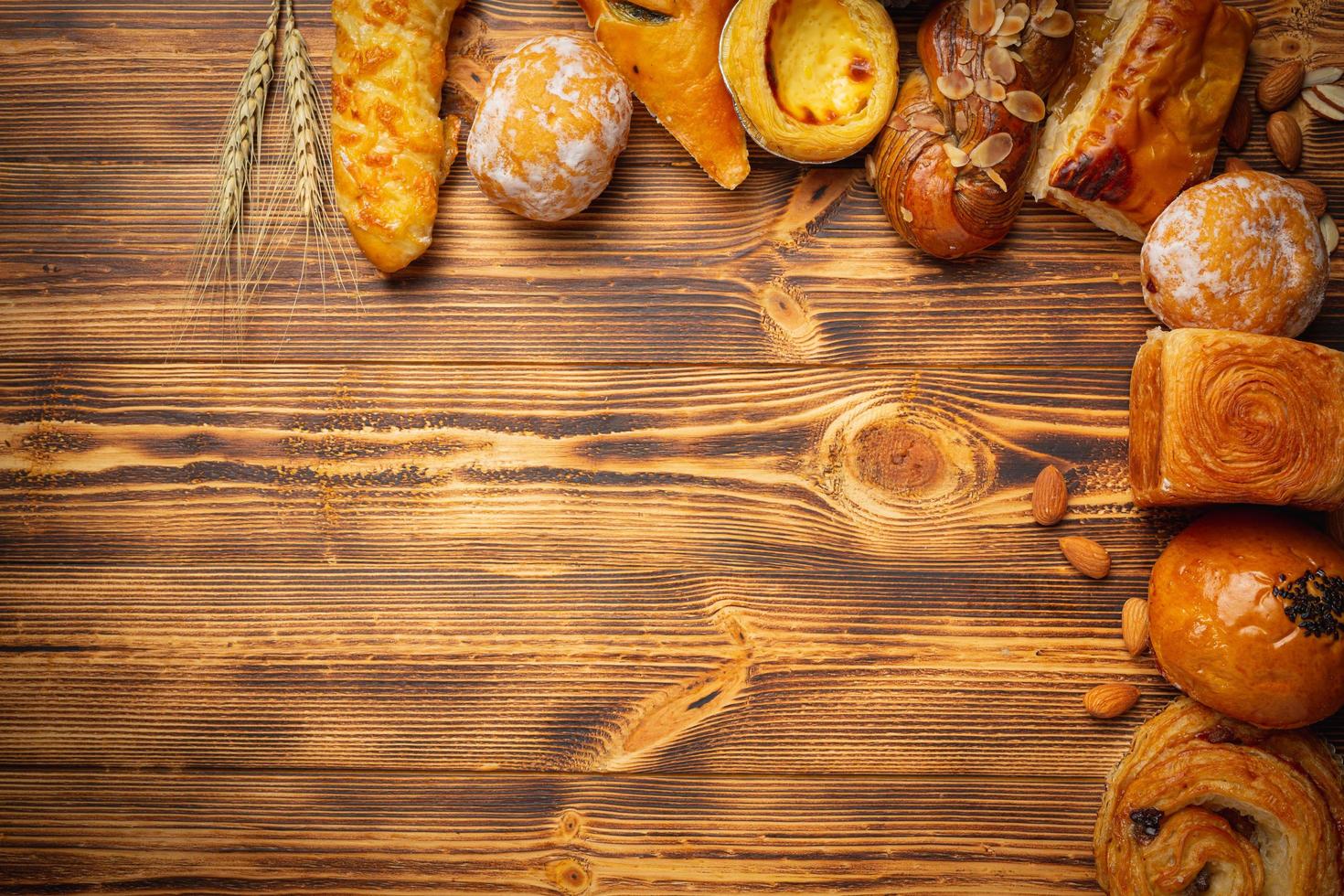 Bread On Wood Background photo