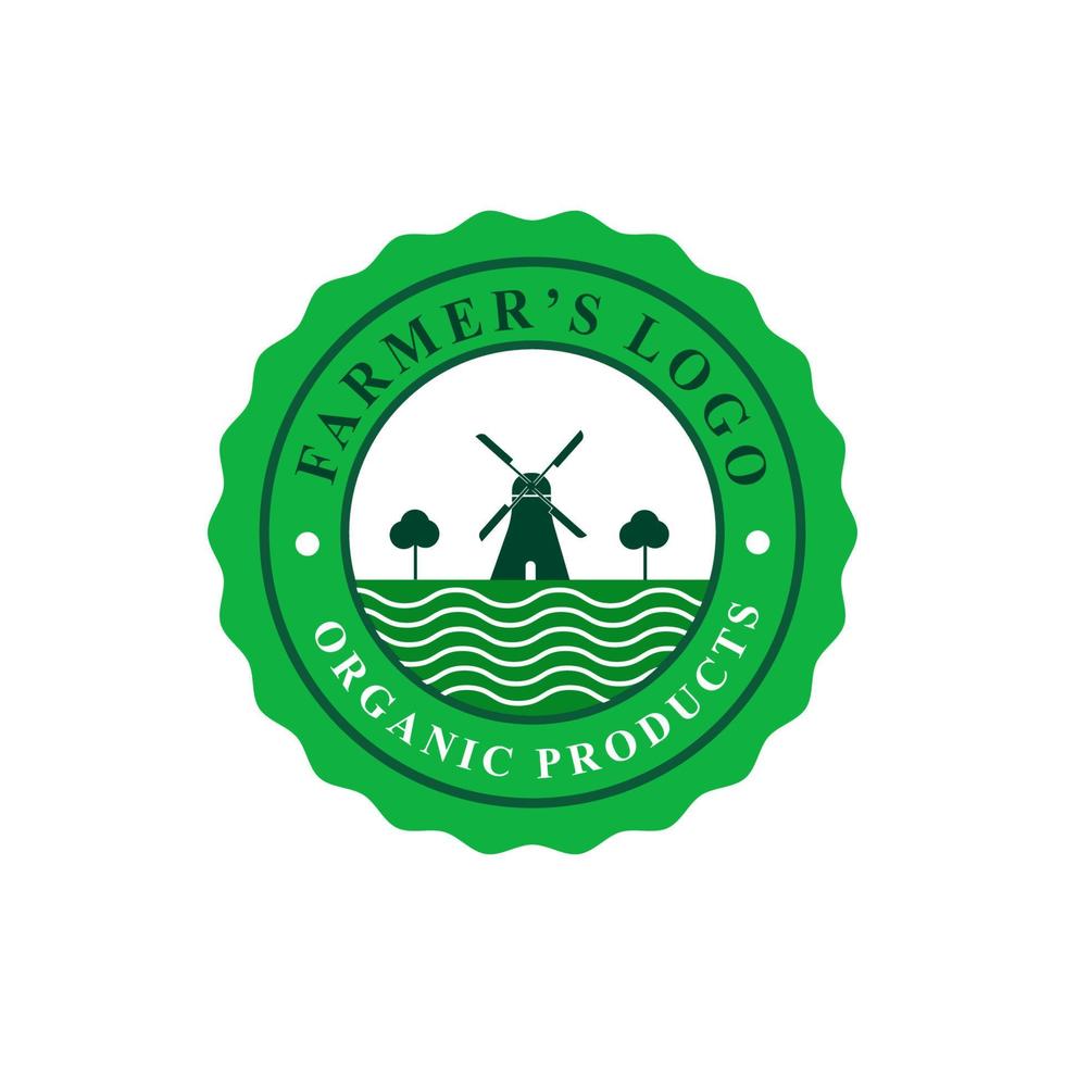 diseño de logotipo de etiqueta vectorial para agricultura, agronomía, cultivo de trigo, campos agrícolas rurales, cosecha natural vector