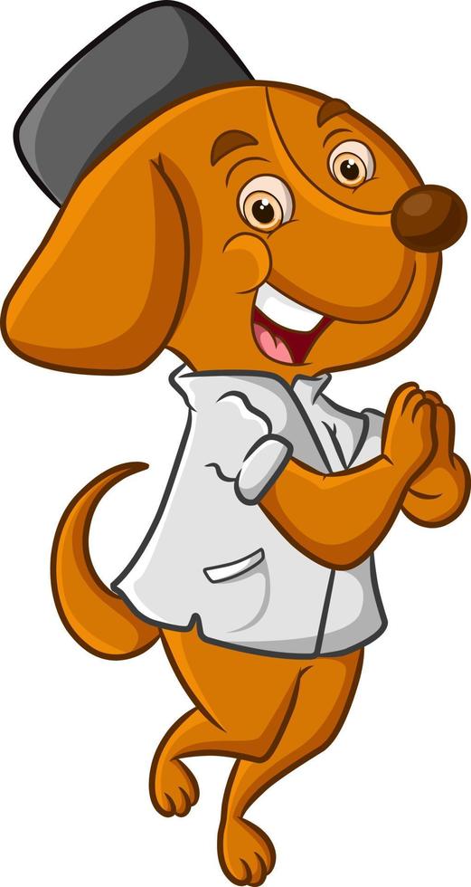 The cute dog with the cap is giving the permission vector