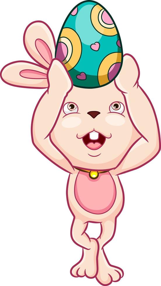 The cute rabbit is holding the decoration egg for easter vector