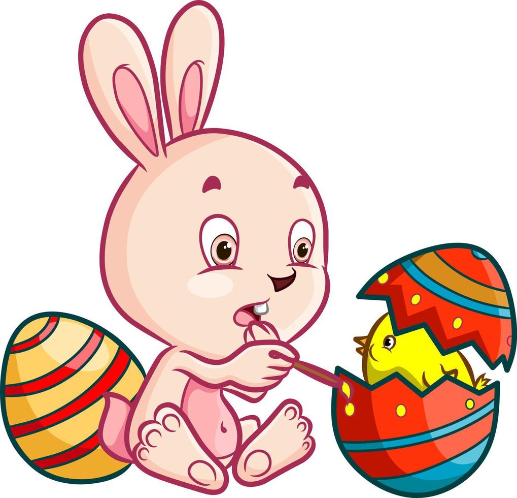 The rabbit is shocking of the cracking chicken egg vector