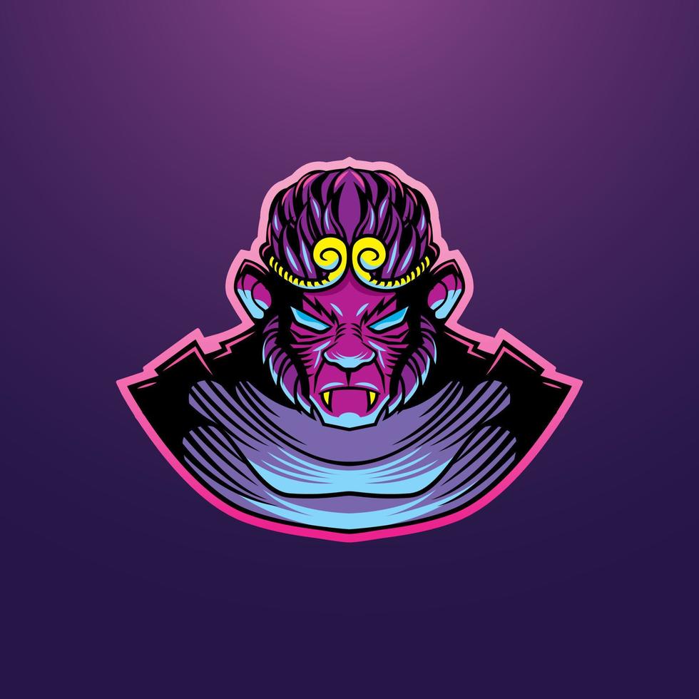 Dark Monkey King Mascot Logo vector