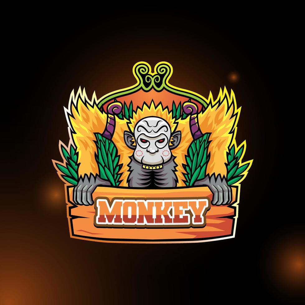 logotipo de la mascota del rey mono de la jungla vector