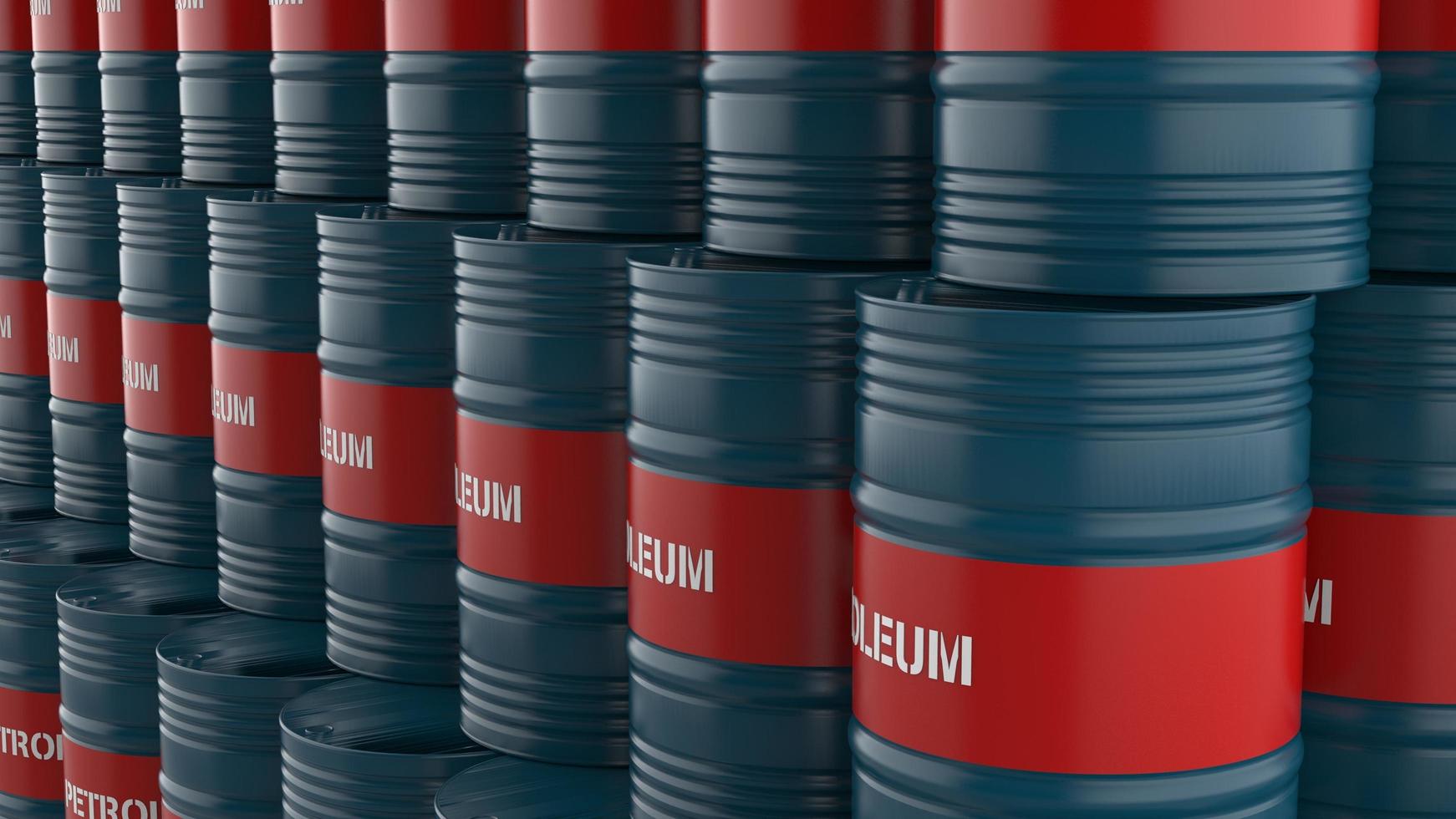 Gas fuel 3d render illustration barrels arranged in array stacked against each other photo