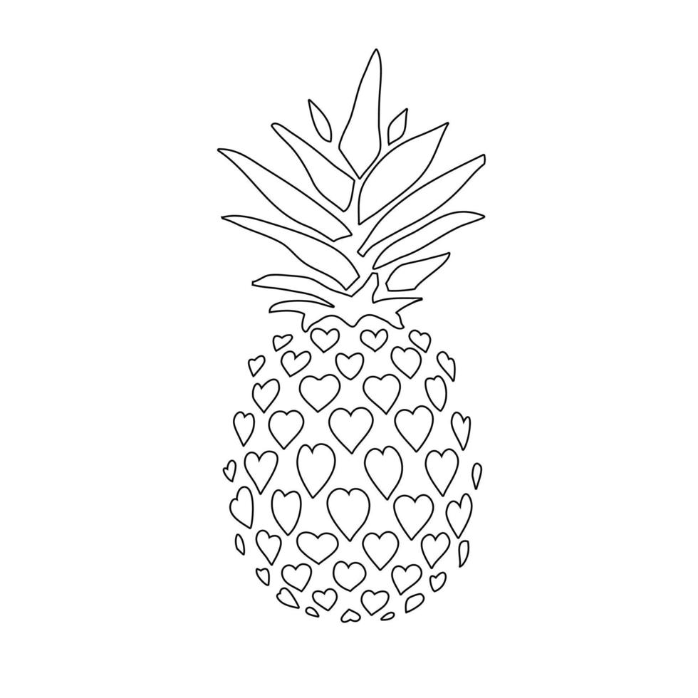 Pineapple. Doodle icon isolated on white background. vector