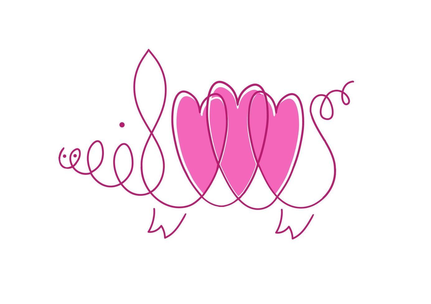 Linear stylized drawing of pig swine - for icon or sign template. vector