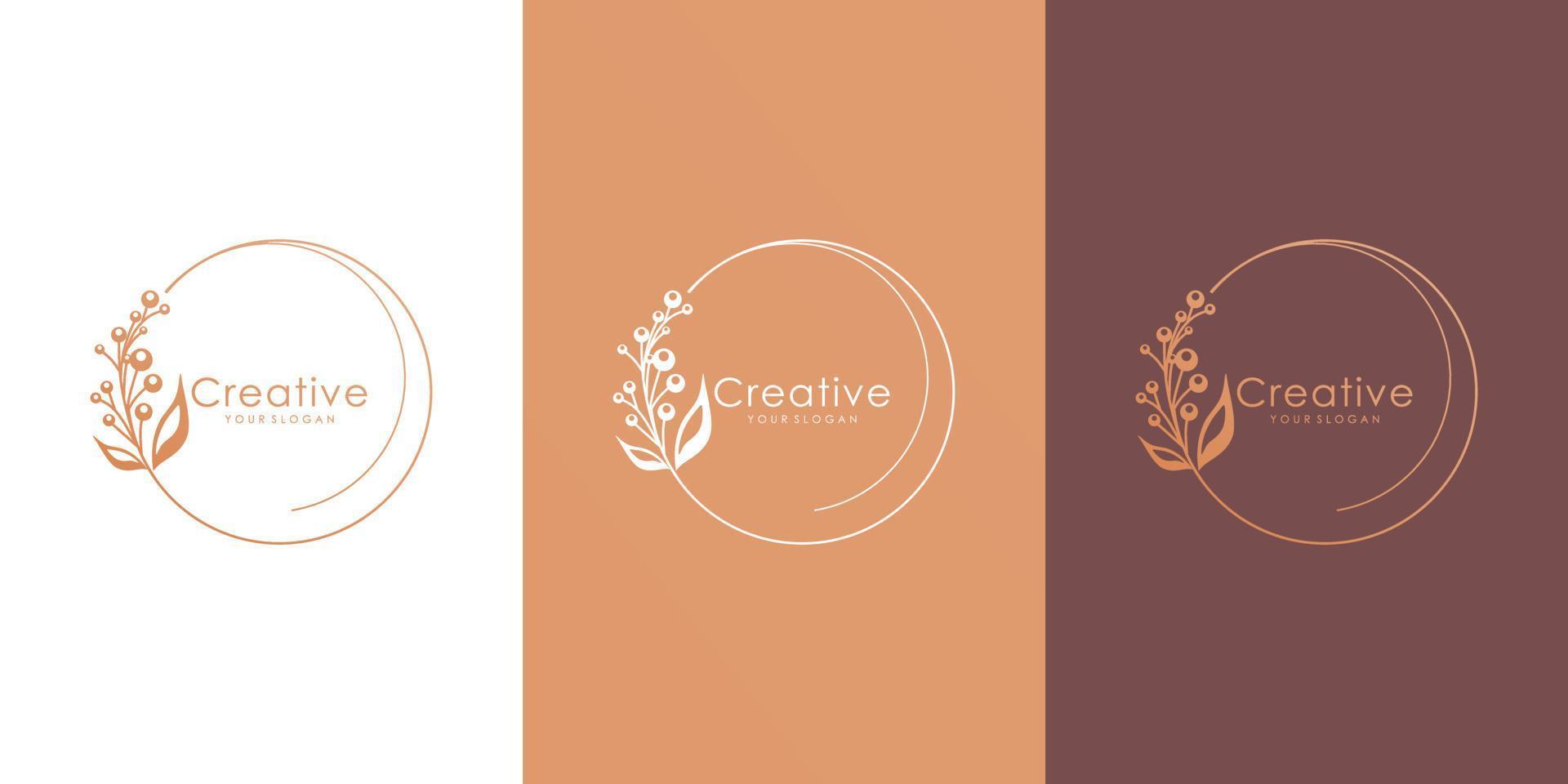 Beautiful flower floral logotype collection in minimal style vector
