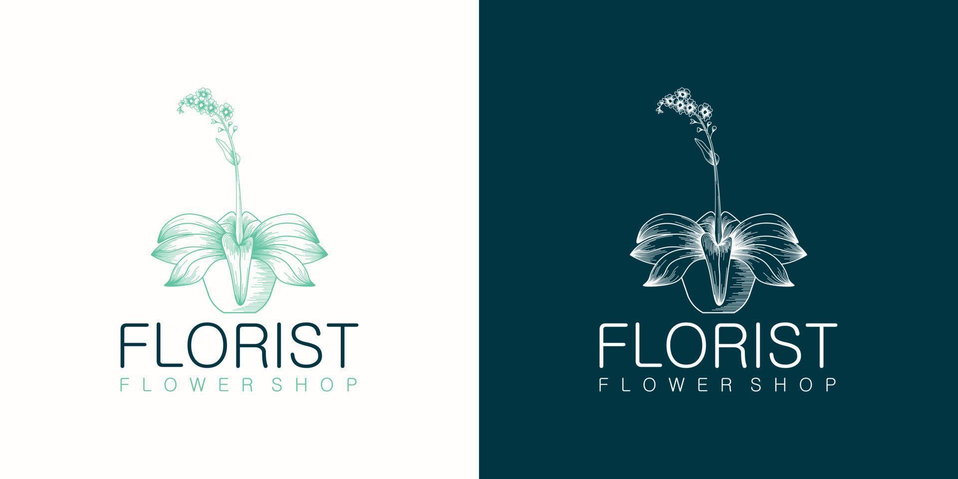 Beautiful flower floral logotype collection in minimal style vector