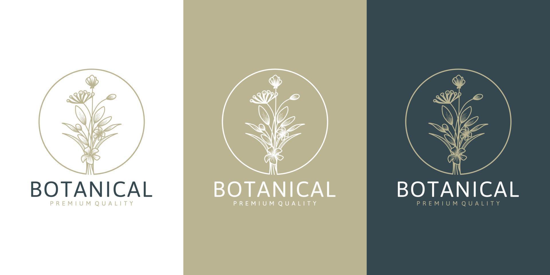 Beautiful flower floral logotype collection in minimal style vector