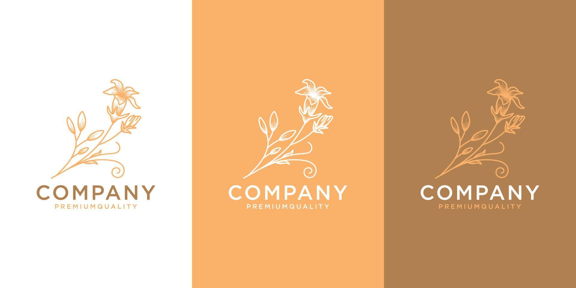 hermosa colección de logotipos florales de flores en un estilo minimalista vector