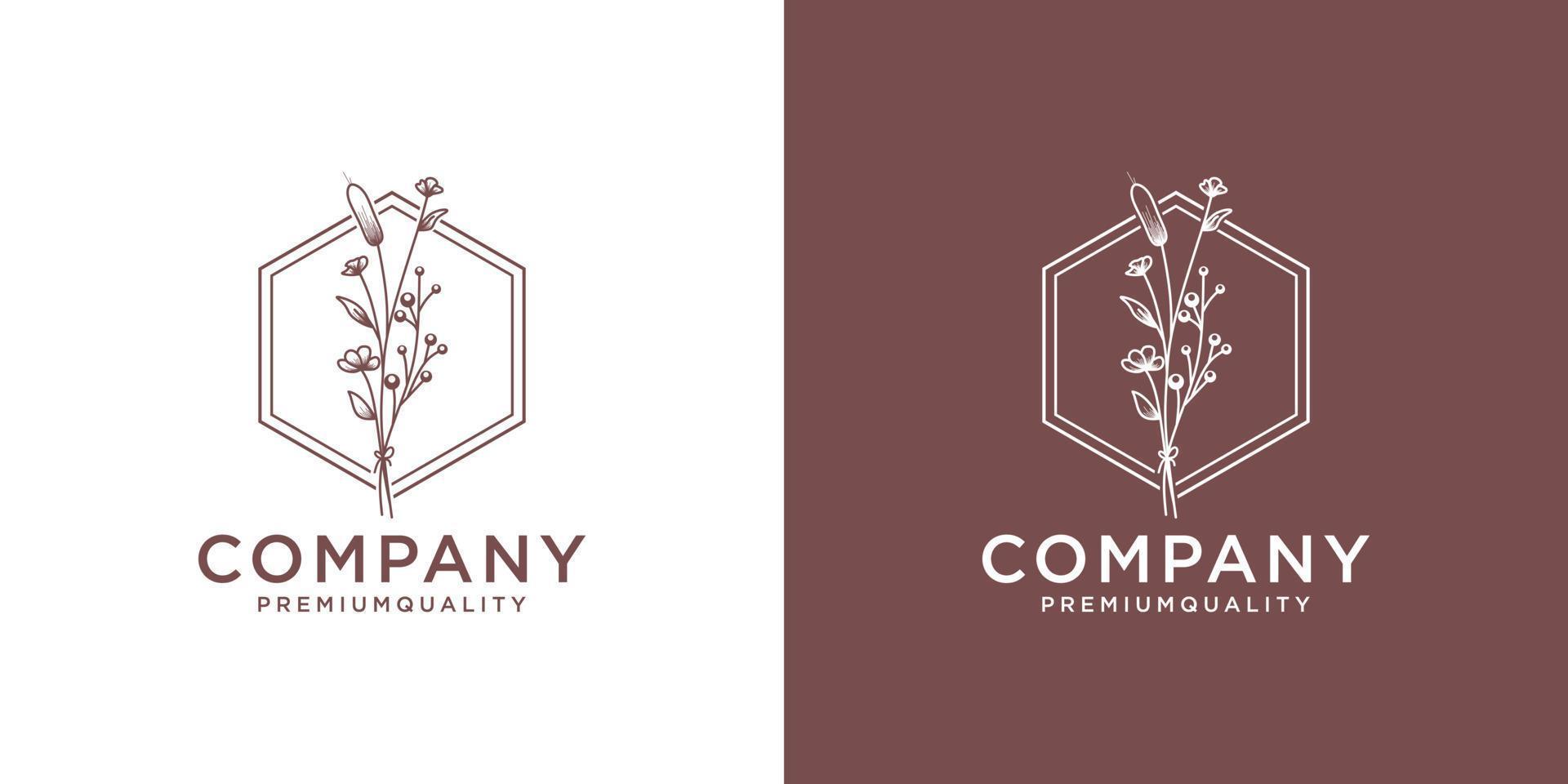 Beautiful flower floral logotype collection in minimal style vector