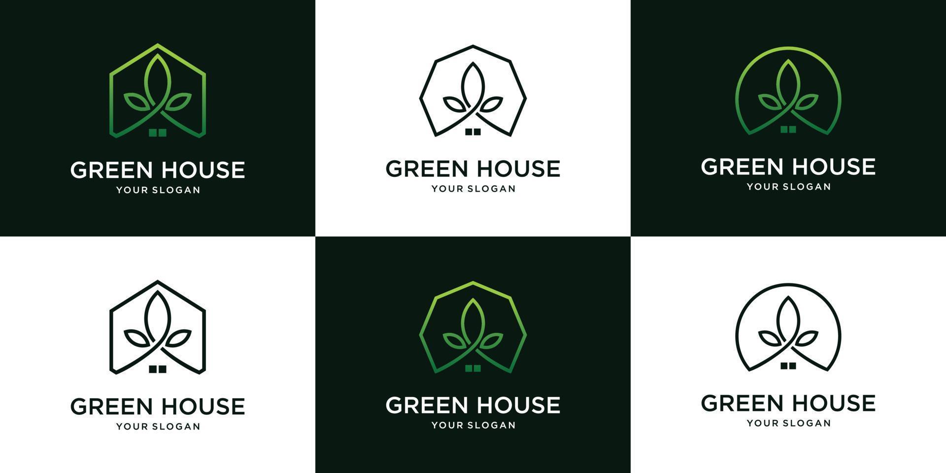 plantilla de logotipo de casa verde con concepto moderno vector