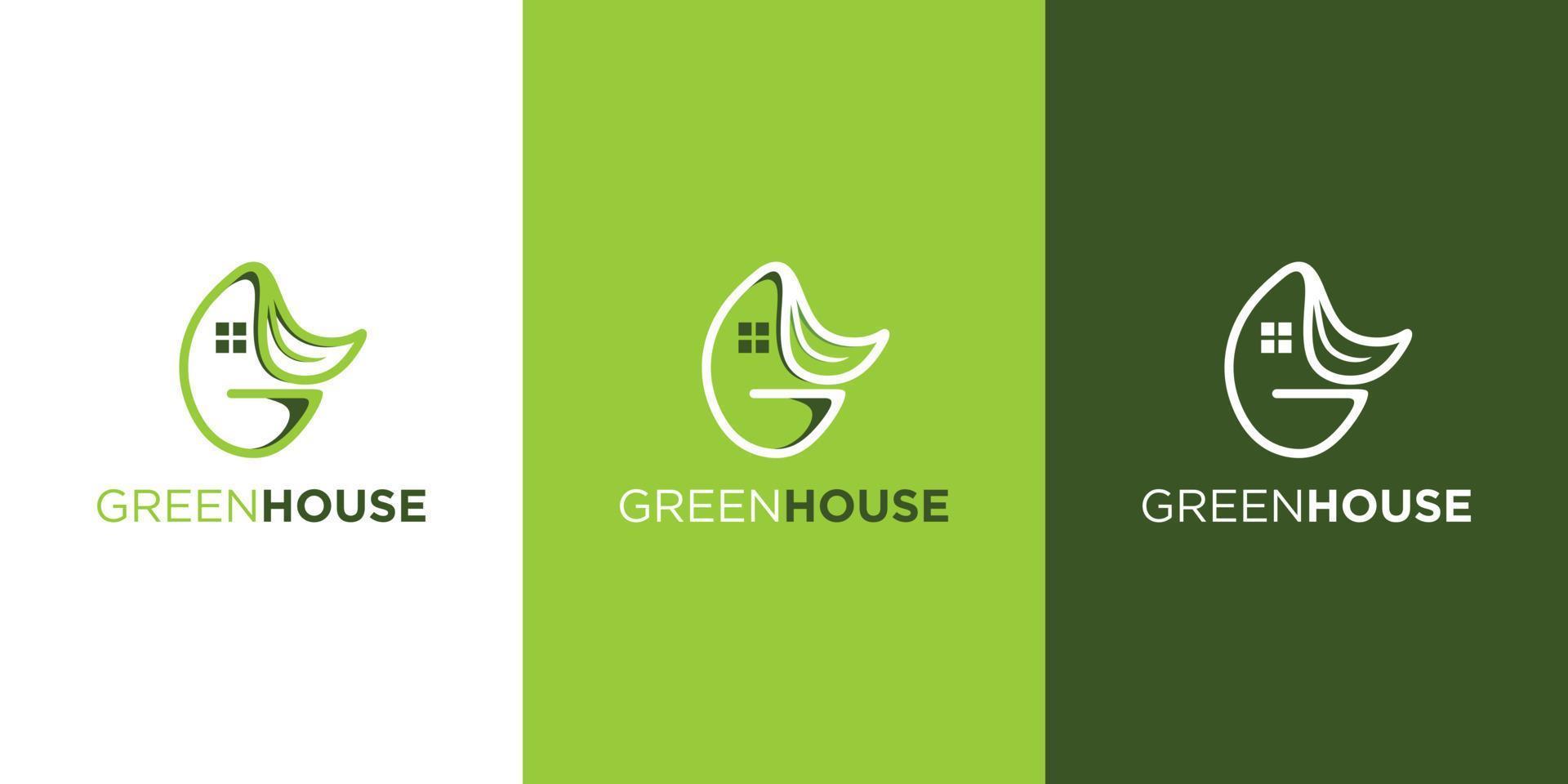 Green house logo template with modern concept vector