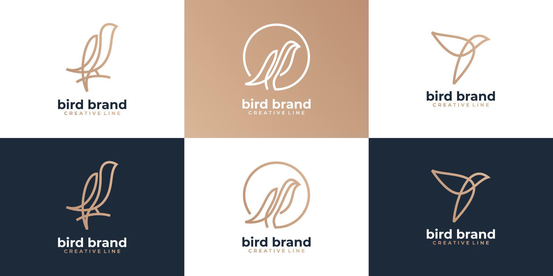 set of bird logo hipster vintage retro vector line outline mono line art