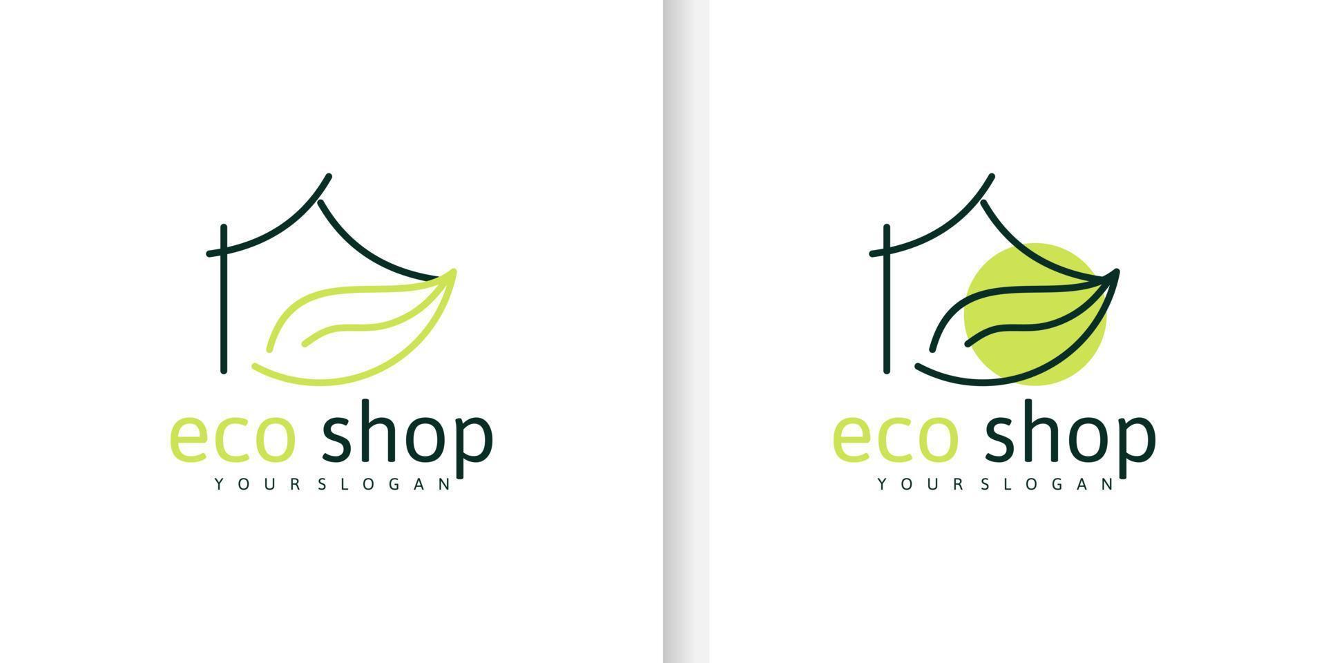 eco green shop logo, with minimalist design, logo reference for business vector