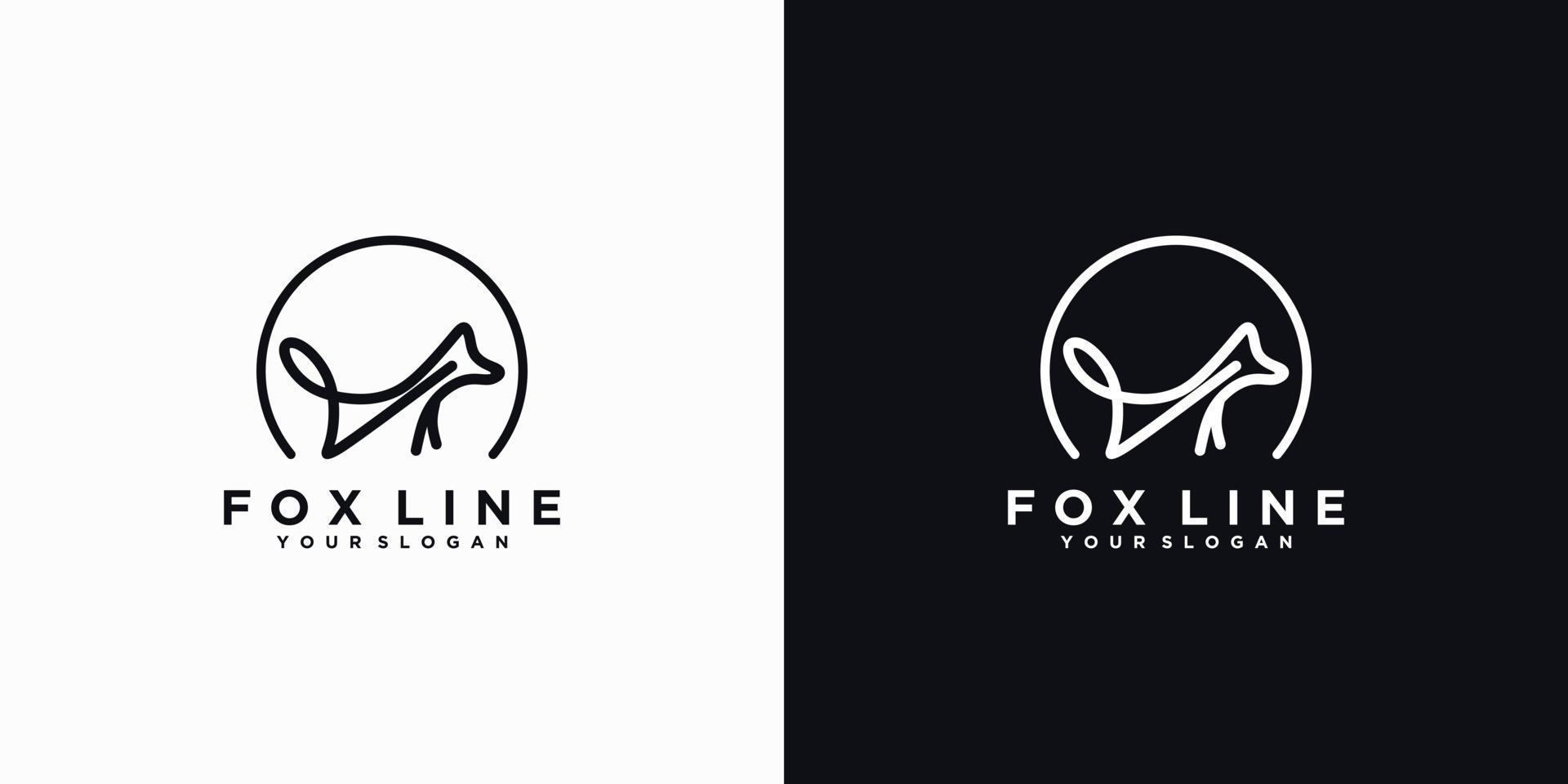 fox logo with minimalist line art,logo reference for business vector
