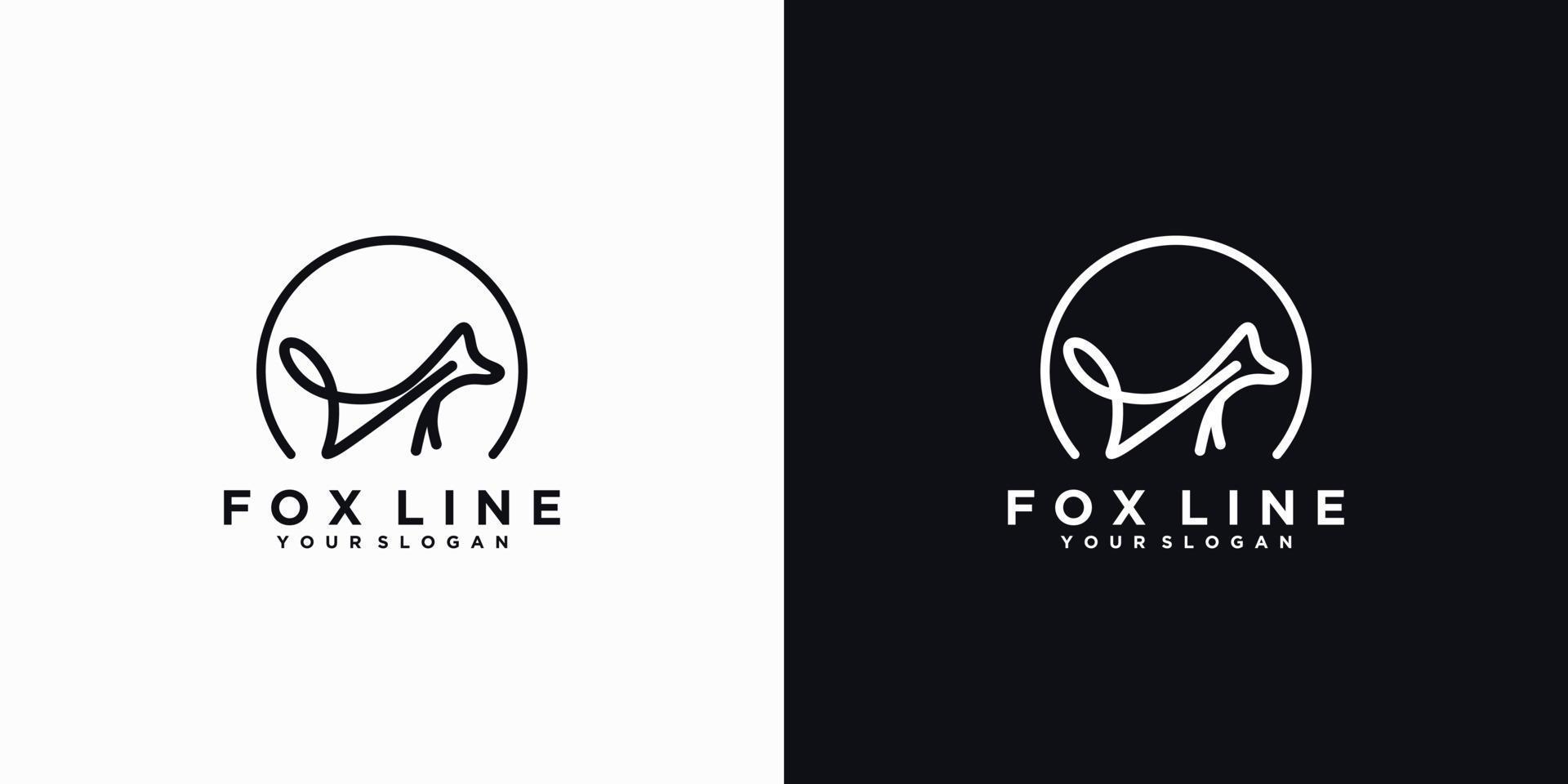 fox logo with minimalist line art,logo reference for business vector