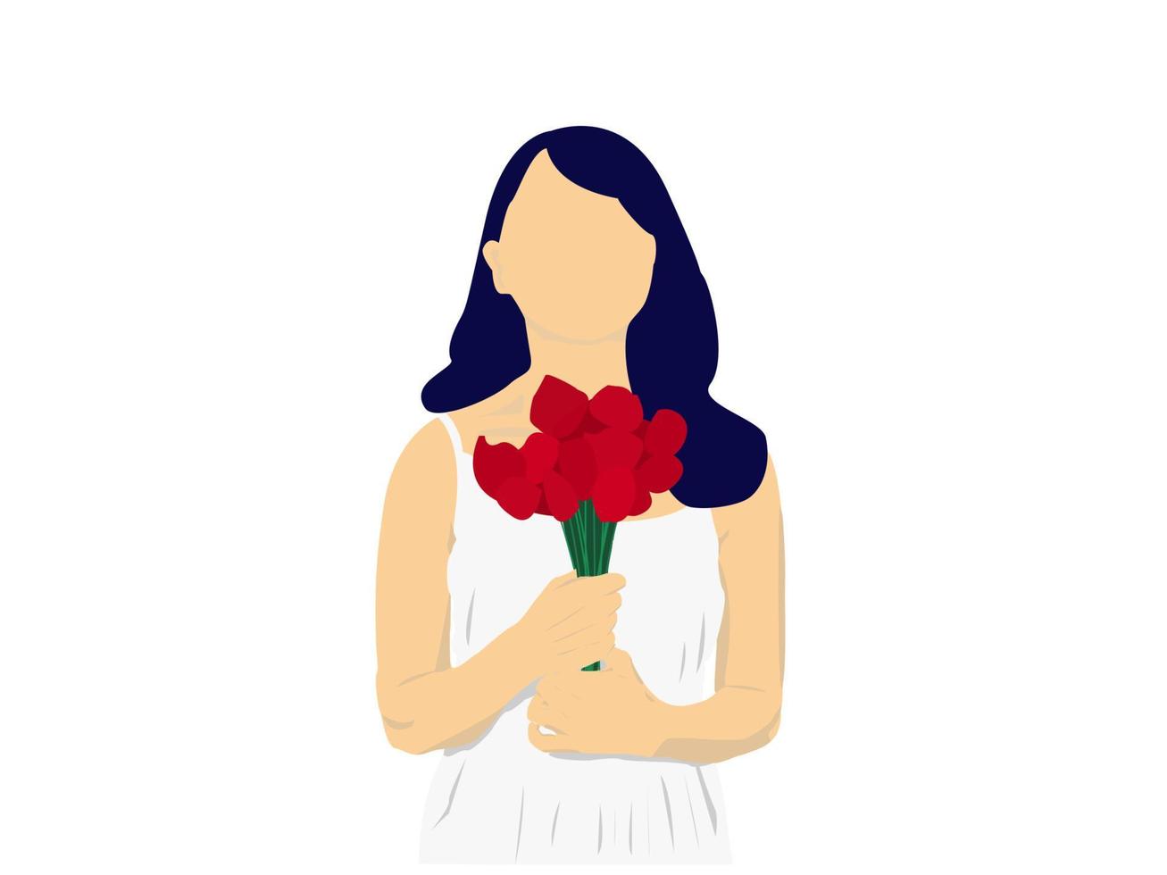 Woman Getting Proposed With Red Flowers vector