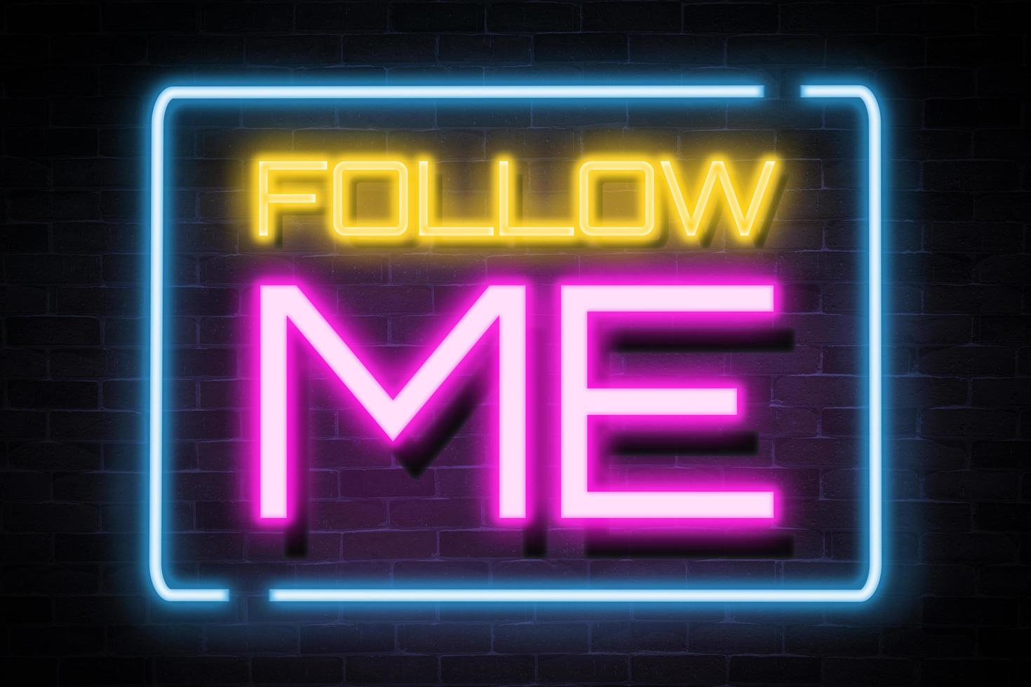 Follow me neon banner, light signboard. photo