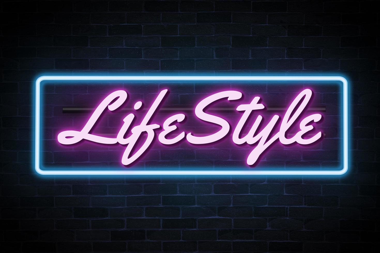 Life style neon banner, light signboard. photo