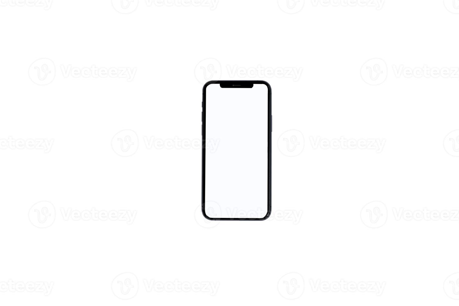 Empty mobile phone device on white background. photo