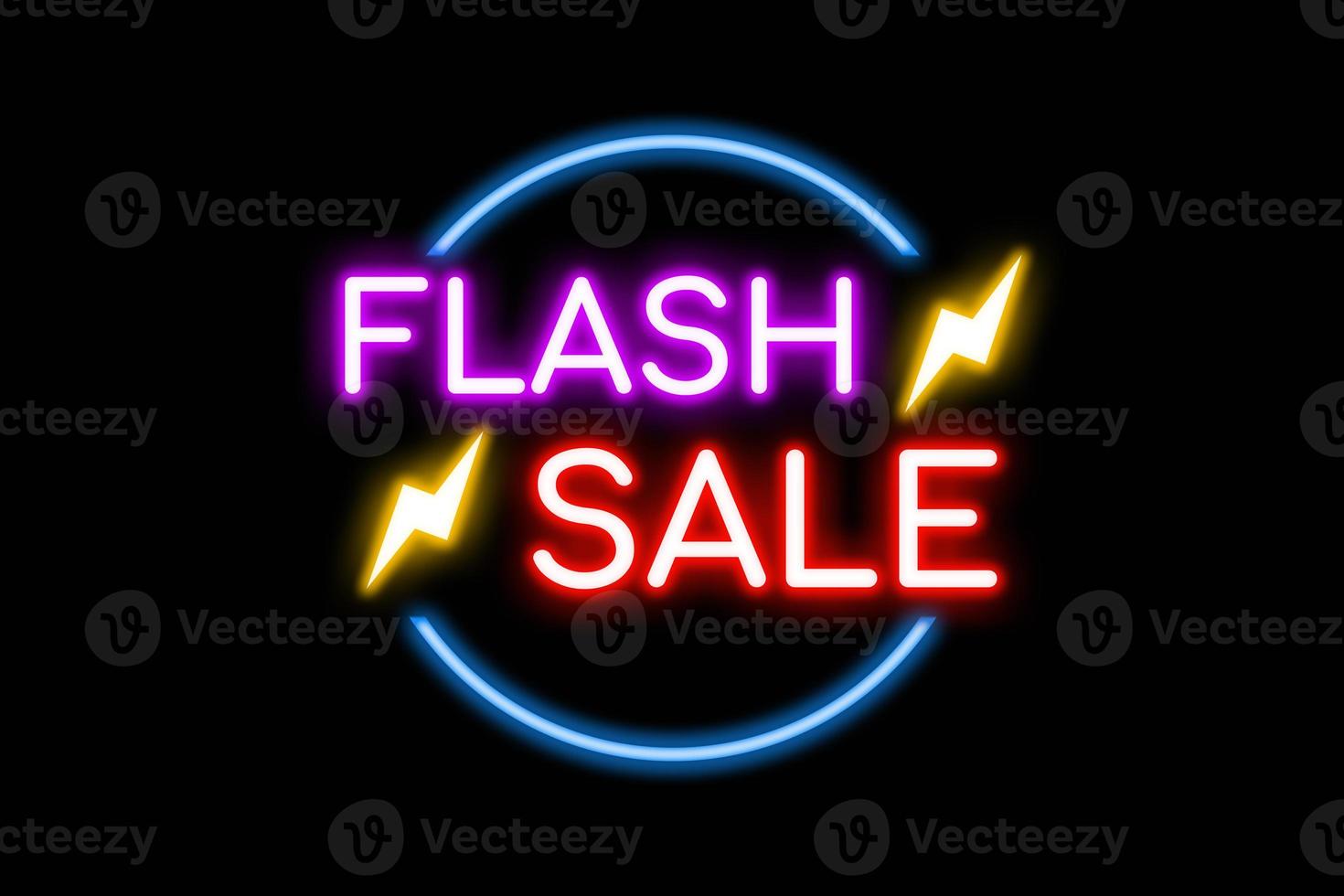 Flash Sale neon banner, light signboard. photo