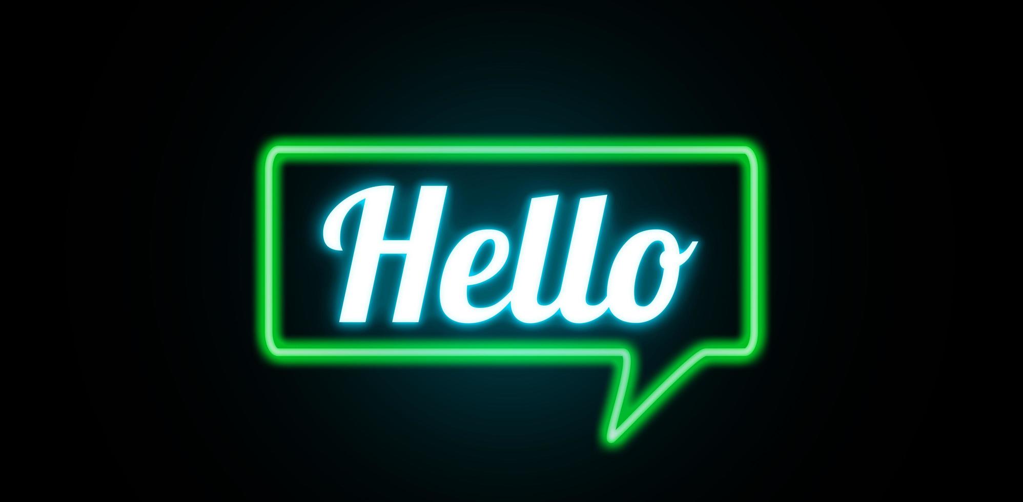 Hello neon banner, light signboard. photo