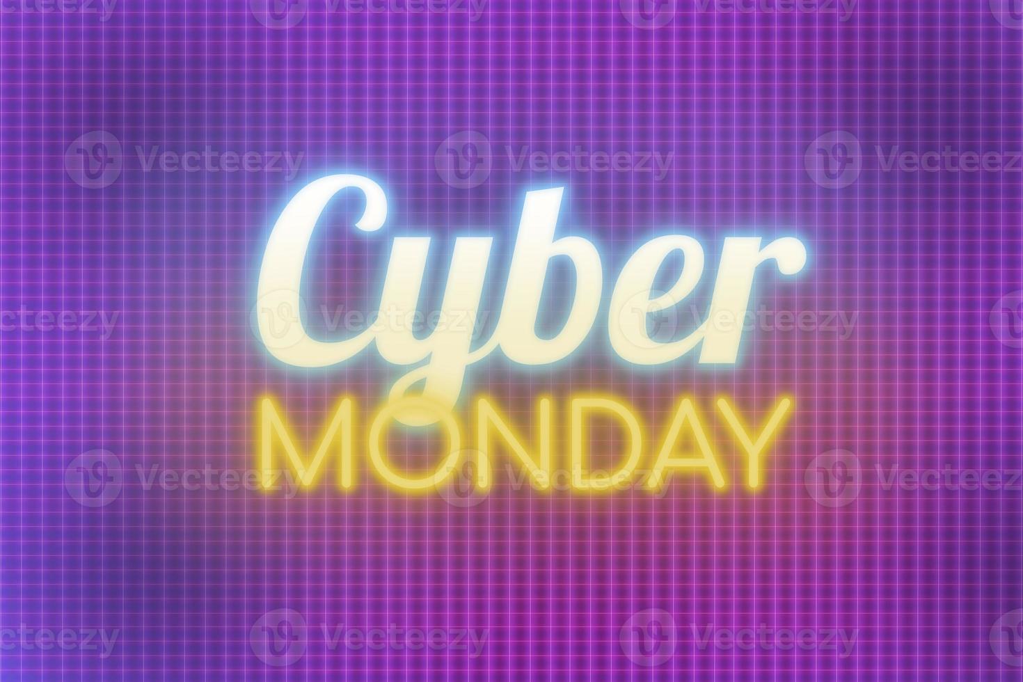Cyber monday neon banner, light signboard. photo