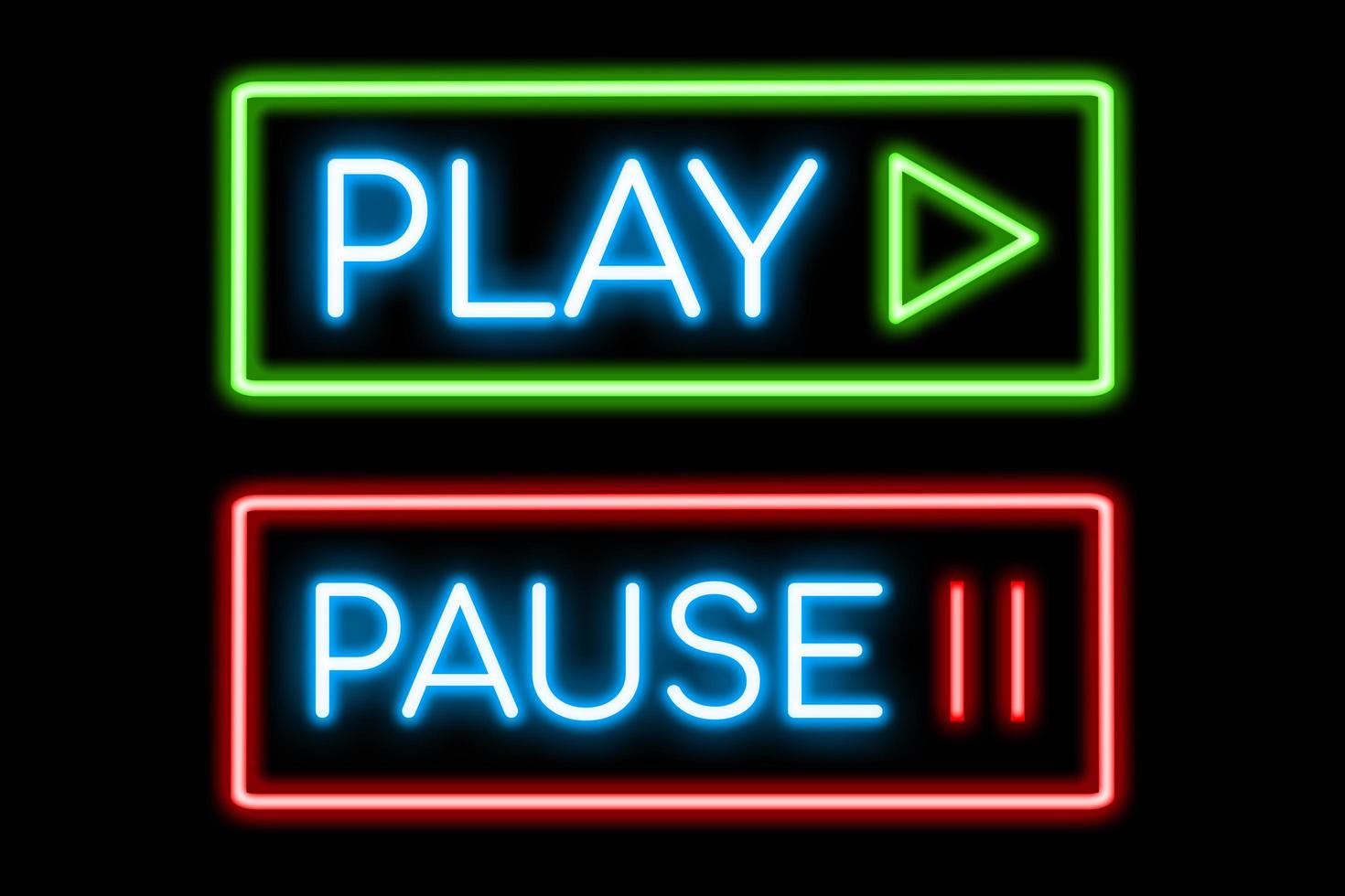 Play and Pause symbol neon banner, light signboard. photo