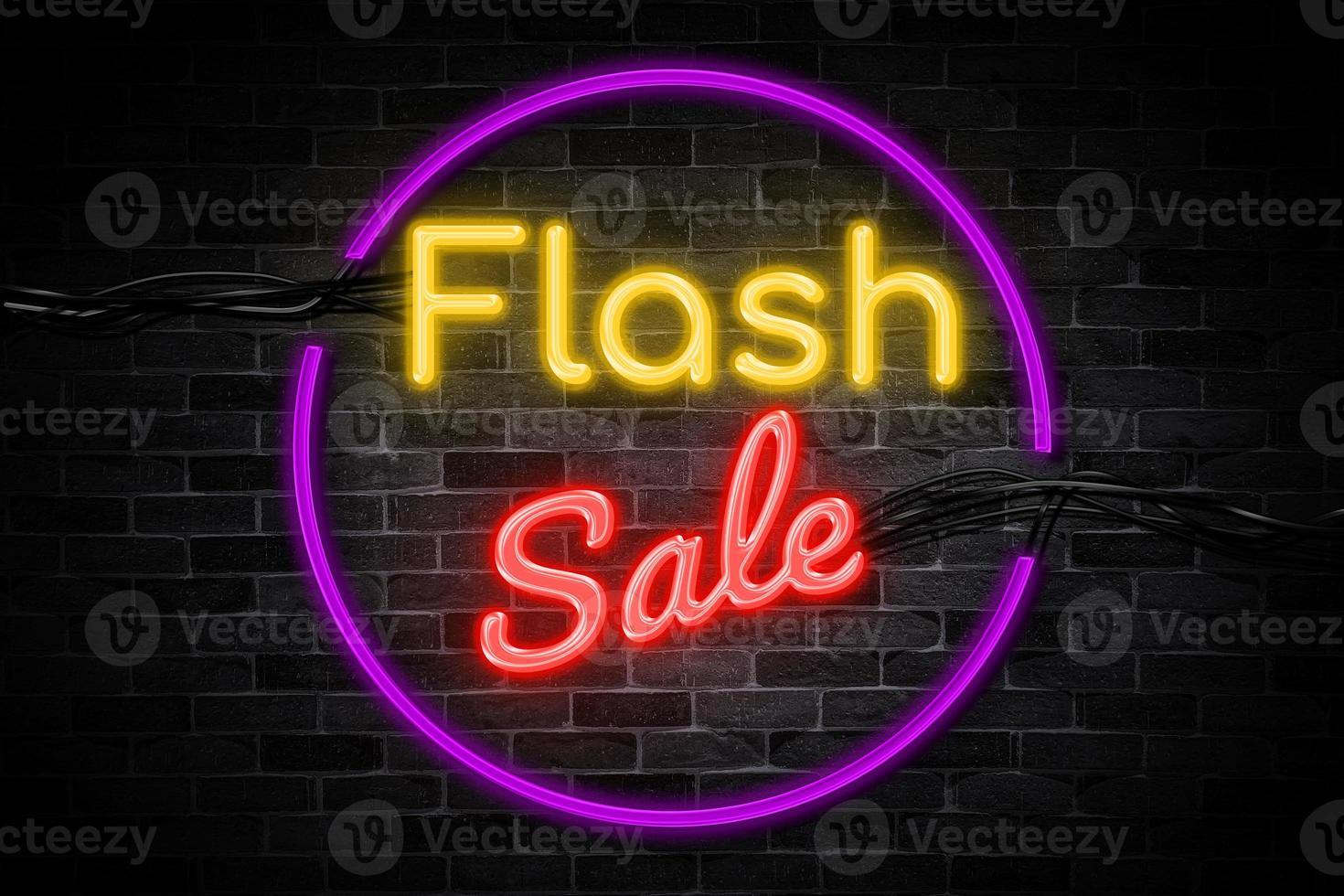 Flash sale neon banner, light signboard. photo