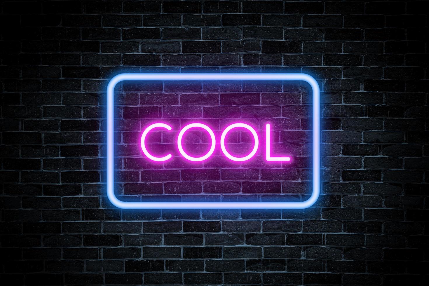 Cool neon banner, light signboard. photo