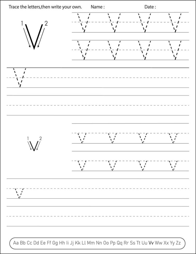 Alphabet Handwriting practice Worksheet. Alphabet activity for pre schoolers and kindergarten. English activity for kids vector