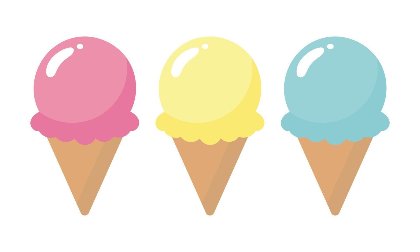 Vector set with ice cream in cartoon style. Good for party invitations, birthday cards, stickers, prints etc.